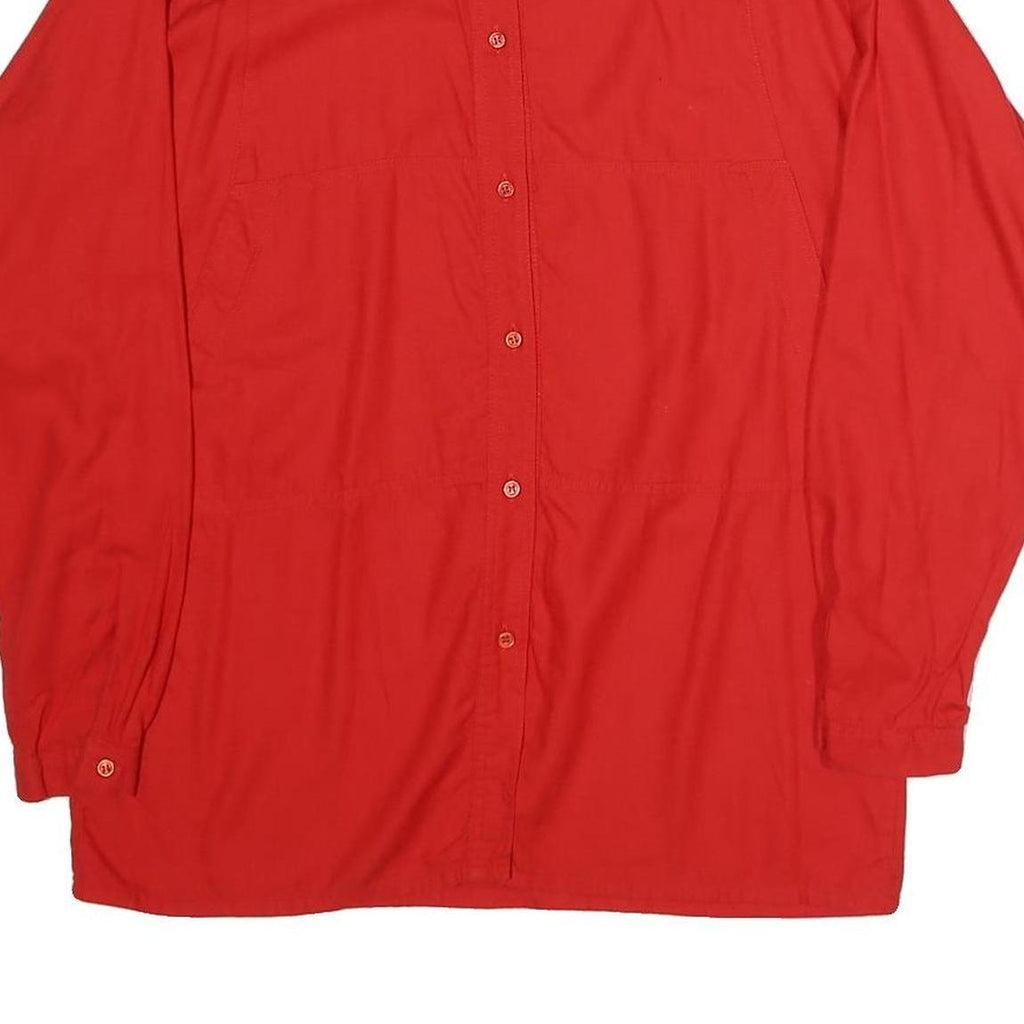 Womens Red Long Sleeve Shirt L Cotton Blend Button Shirt Casual