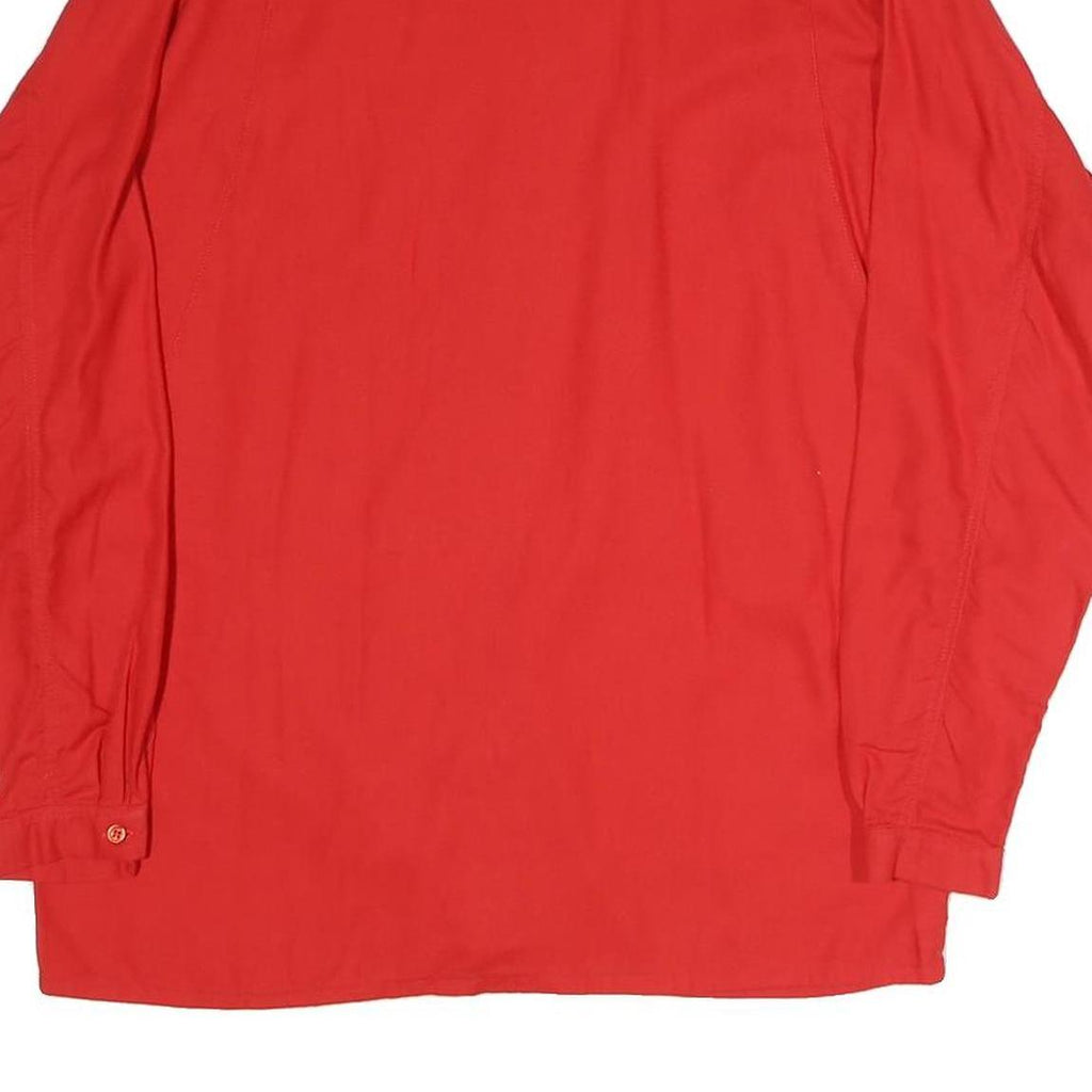 Womens Red Long Sleeve Shirt L Cotton Blend Button Shirt Casual