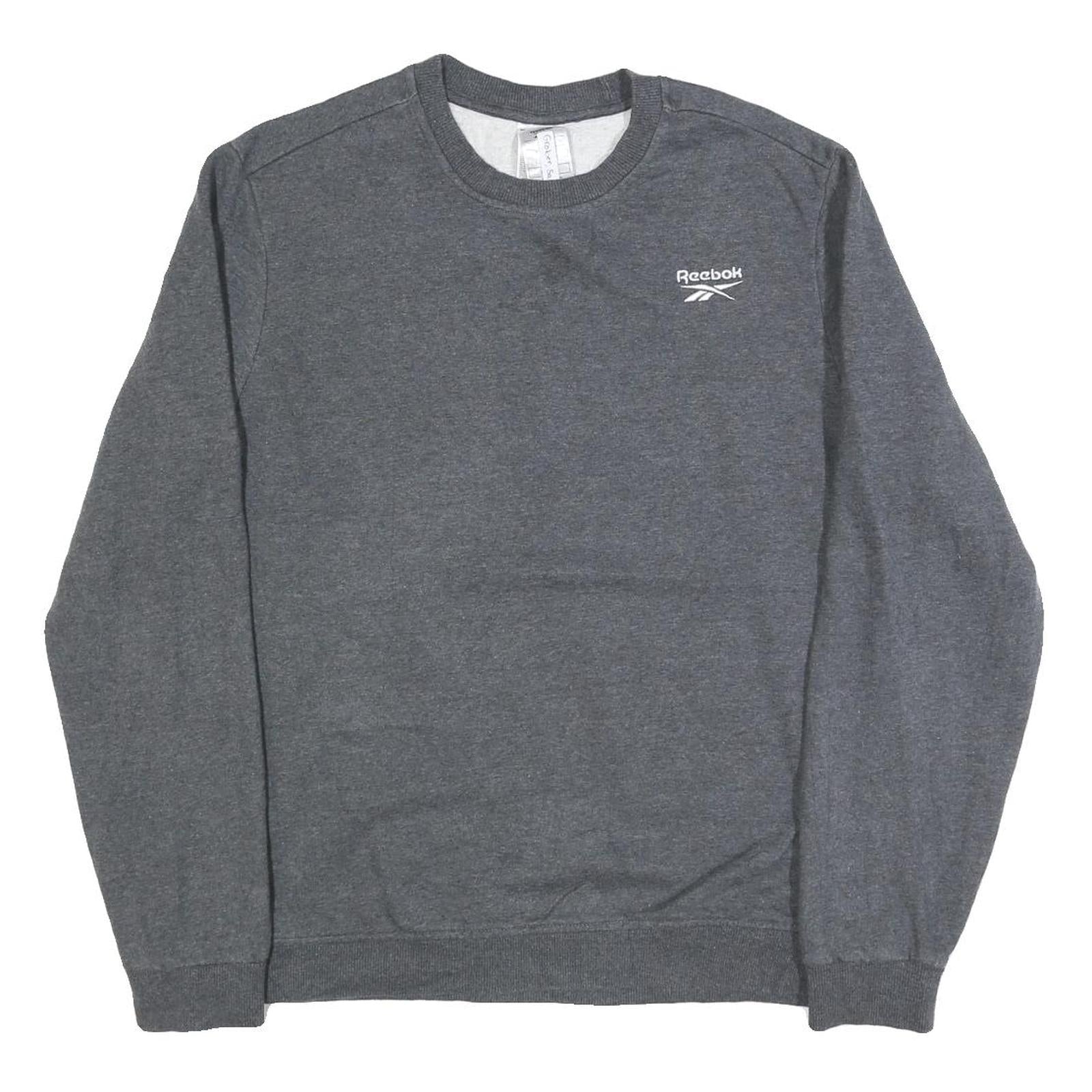 REEBOK Mens Grey Cotton Blend Crew Neck L Sweatshirt Casual Sportswear