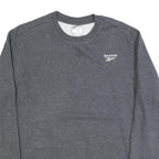 REEBOK Mens Grey Cotton Blend Crew Neck L Sweatshirt Casual Sportswear