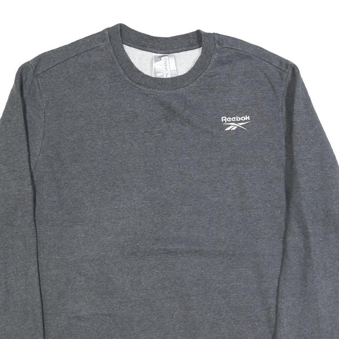 REEBOK Mens Grey Cotton Blend Crew Neck L Sweatshirt Casual Sportswear