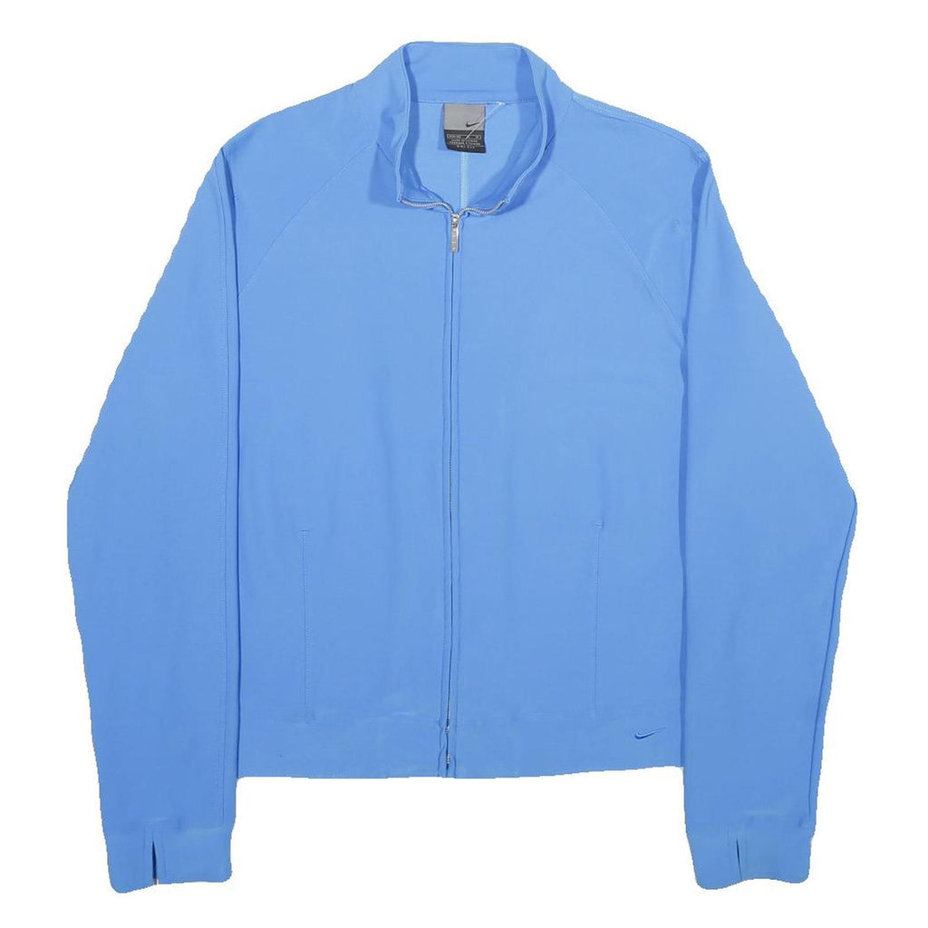 NIKE Womens Blue Zip Jacket M Polyester Blend Plain Stylish Sportswear Active