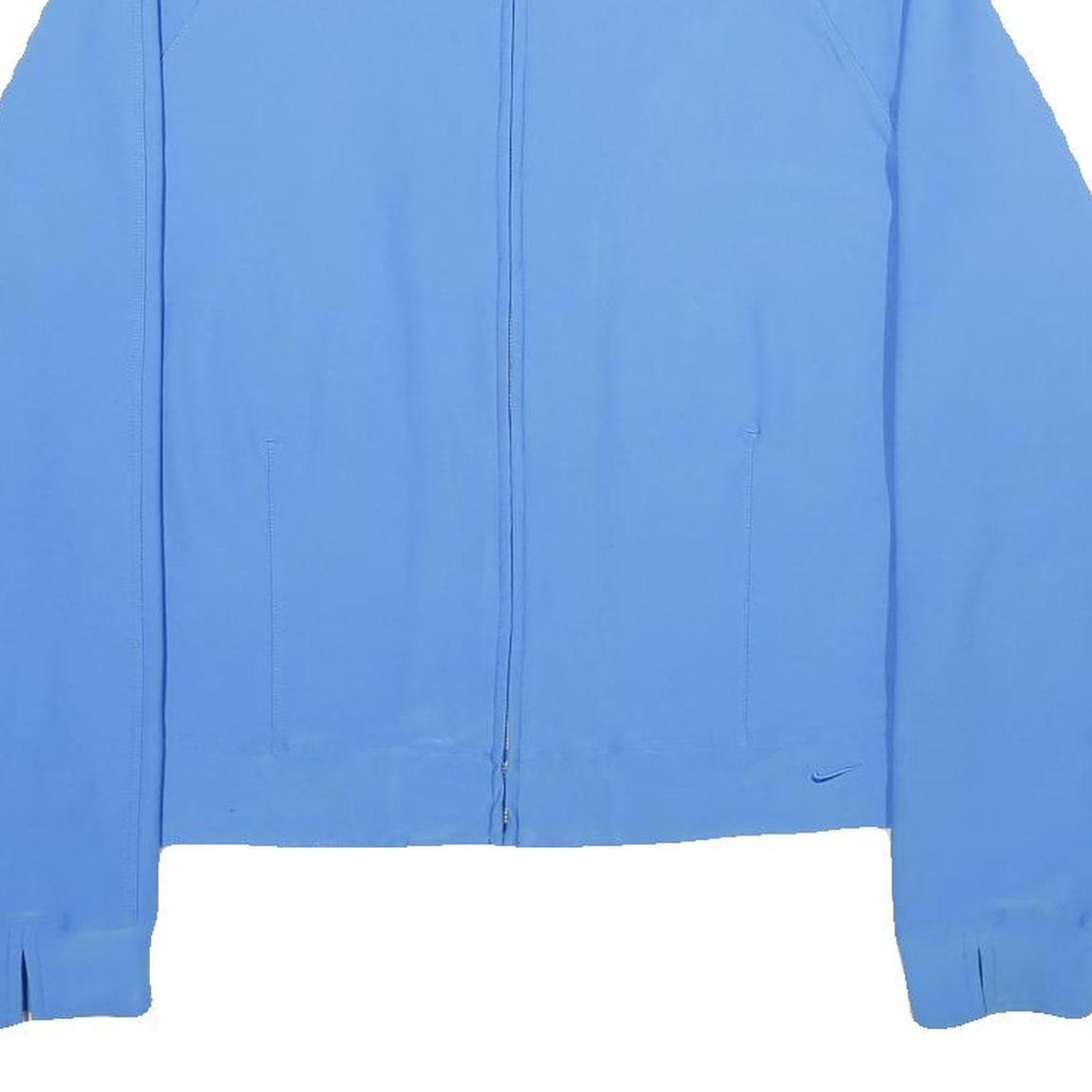 NIKE Womens Blue Zip Jacket M Polyester Blend Plain Stylish Sportswear Active