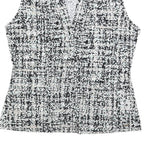 CALVIN KLEIN Womens Black & White Printed Sleeveless V-Neck Top M Elegant