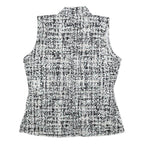 CALVIN KLEIN Womens Black & White Printed Sleeveless V-Neck Top M Elegant