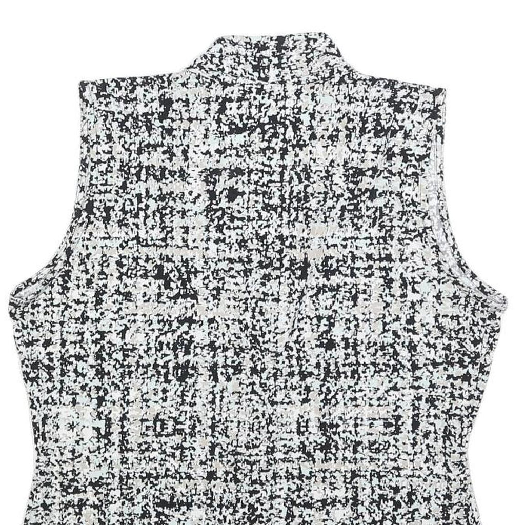 CALVIN KLEIN Womens Black & White Printed Sleeveless V-Neck Top M Elegant