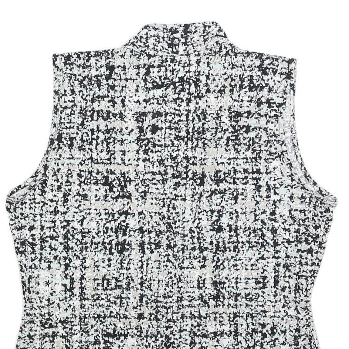 CALVIN KLEIN Womens Black & White Printed Sleeveless V-Neck Top M Elegant