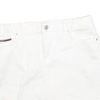 TOMMY HILFIGER Womens White Cotton Blend Mini Skirt Fringed Hem M Casual Denim