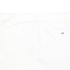TOMMY HILFIGER Womens White Cotton Blend Mini Skirt Fringed Hem M Casual Denim