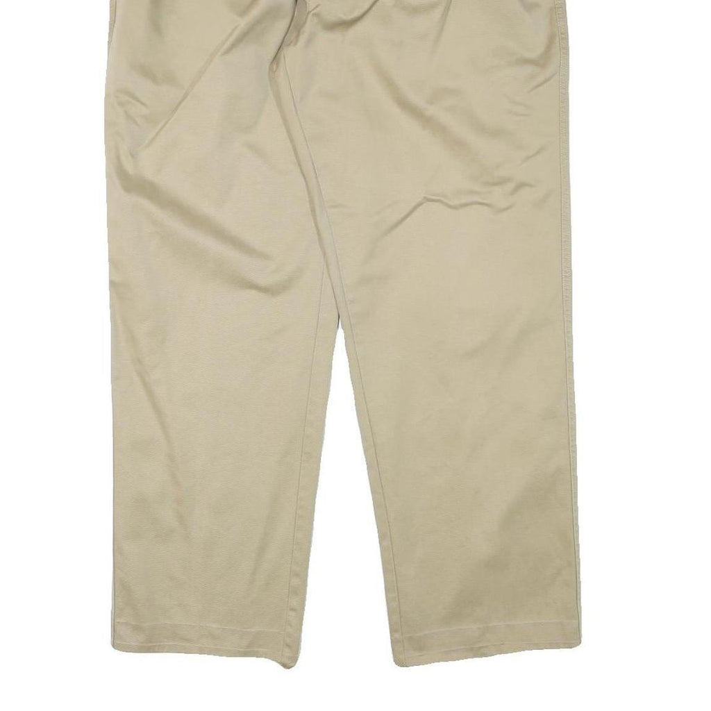 DOCKERS Mens Relaxed Beige Cotton Blend Trousers W38 L30 Zip Closure