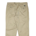 DOCKERS Mens Relaxed Beige Cotton Blend Trousers W38 L30 Zip Closure