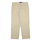 TOMMY HILFIGER Mens Cotton Blend Beige Regular Fit Straight Trousers W34 L30