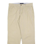 TOMMY HILFIGER Mens Cotton Blend Beige Regular Fit Straight Trousers W34 L30