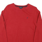 NAUTICA Mens Red Pullover Plain Crew Neck Basic Knit Jumper Size S Cotton Blend