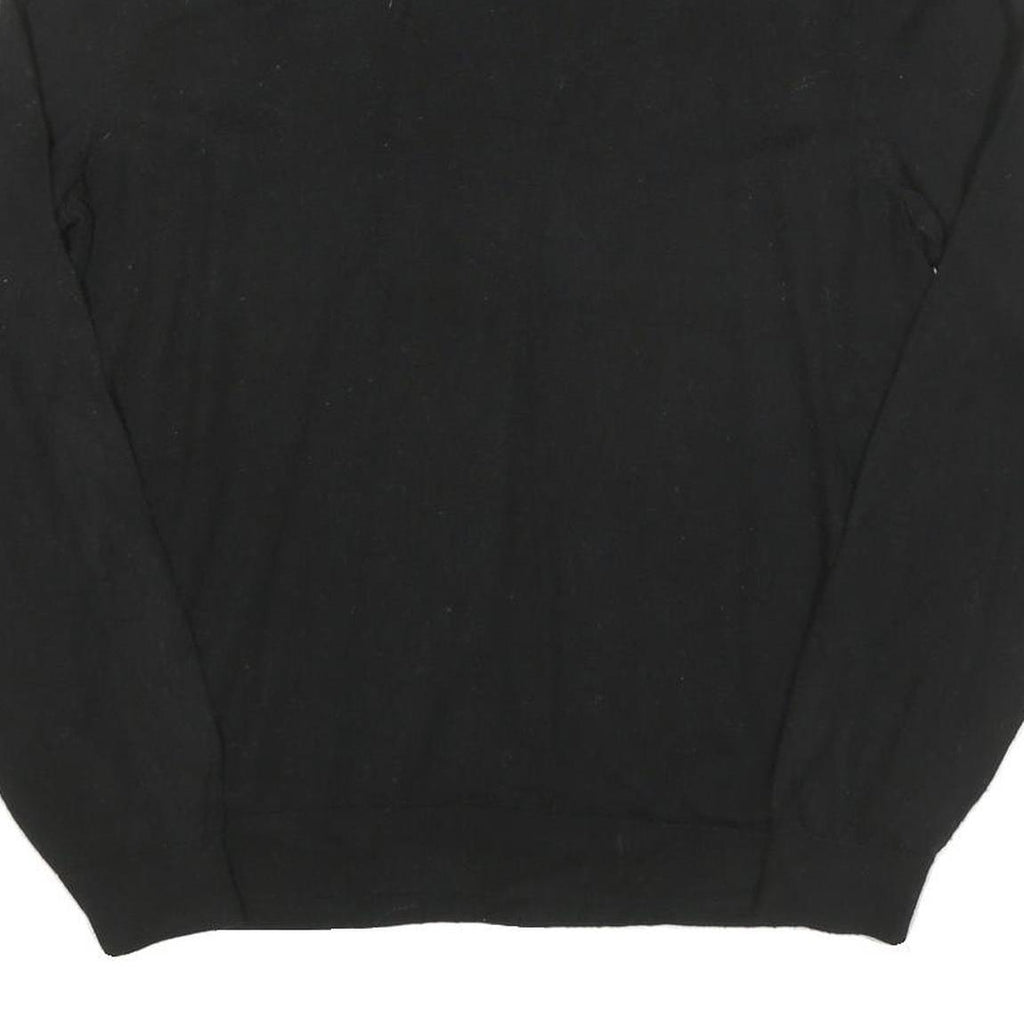 CALVIN KLEIN Mens Black Plain V Neck Basic Knit XL Wool Blend Jumper