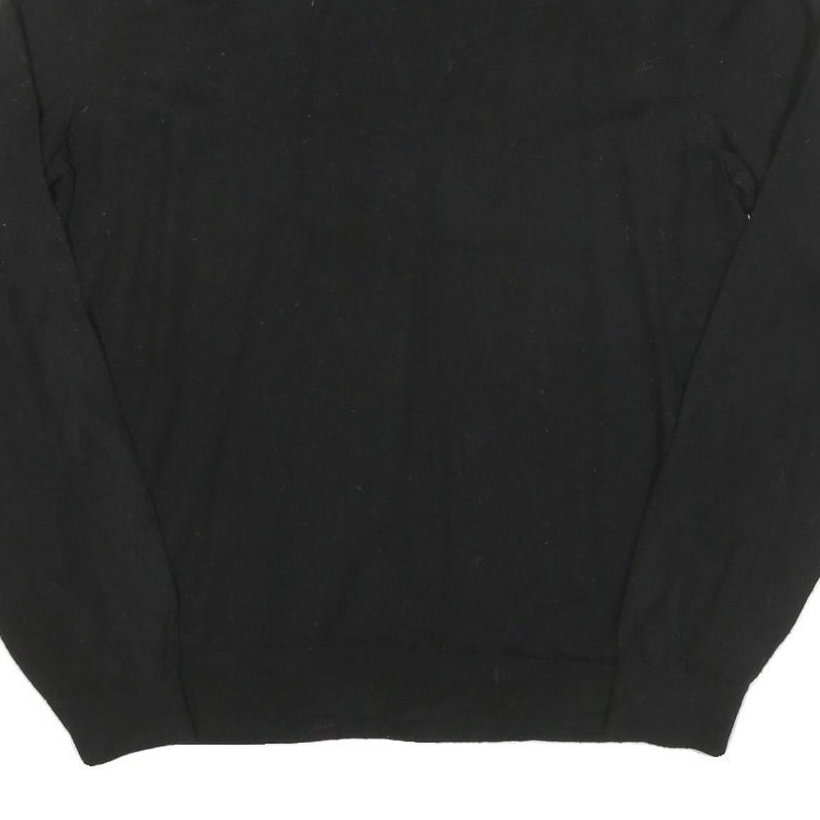 CALVIN KLEIN Mens Black Plain V Neck Basic Knit XL Wool Blend Jumper