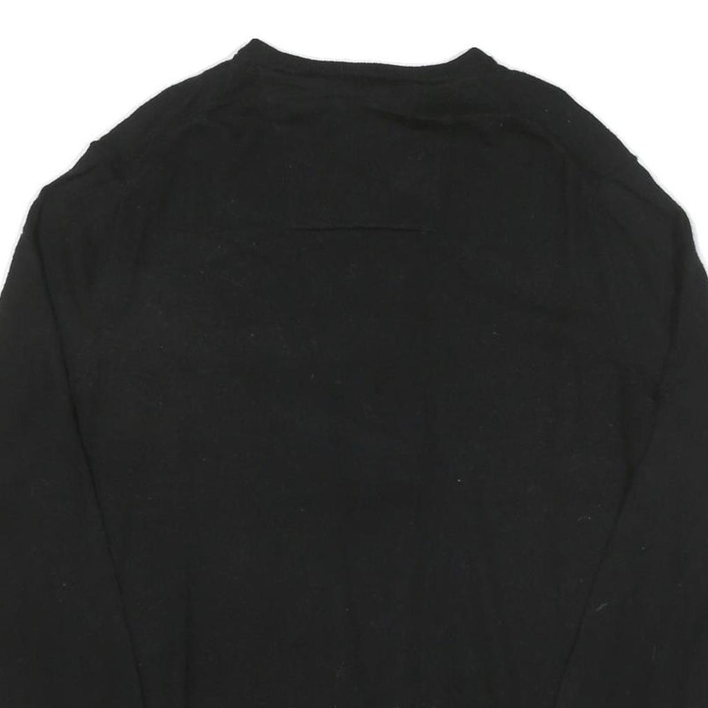 CALVIN KLEIN Mens Black Plain V Neck Basic Knit XL Wool Blend Jumper