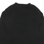 CALVIN KLEIN Mens Black Plain V Neck Basic Knit XL Wool Blend Jumper
