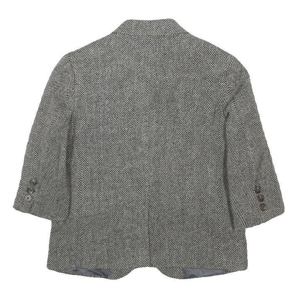 POLO RALPH LAUREN Boys Grey Herringbone Wool Blazer Jacket 5Y Button Closure