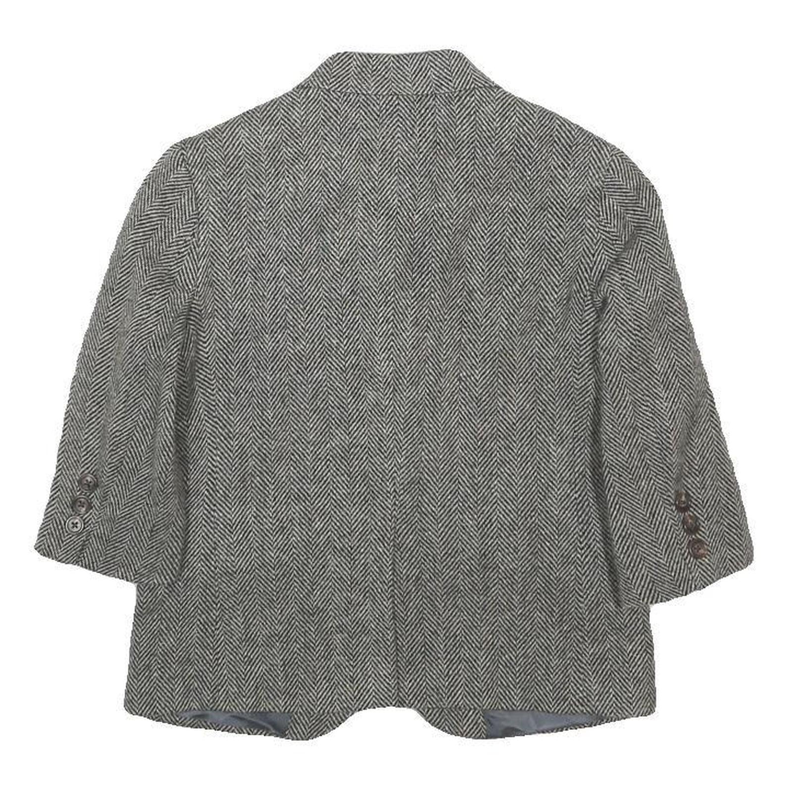 POLO RALPH LAUREN Boys Grey Herringbone Wool Blazer Jacket 5Y Button Closure