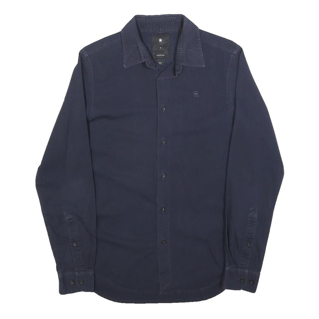 G-STAR Mens Blue Plain Shirt M Cotton Blend Button Long Sleeve Casual