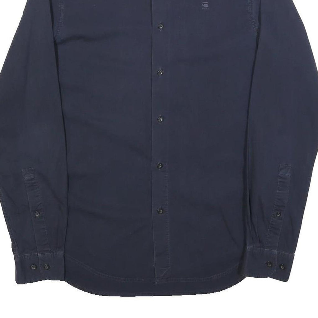 G-STAR Mens Blue Plain Shirt M Cotton Blend Button Long Sleeve Casual