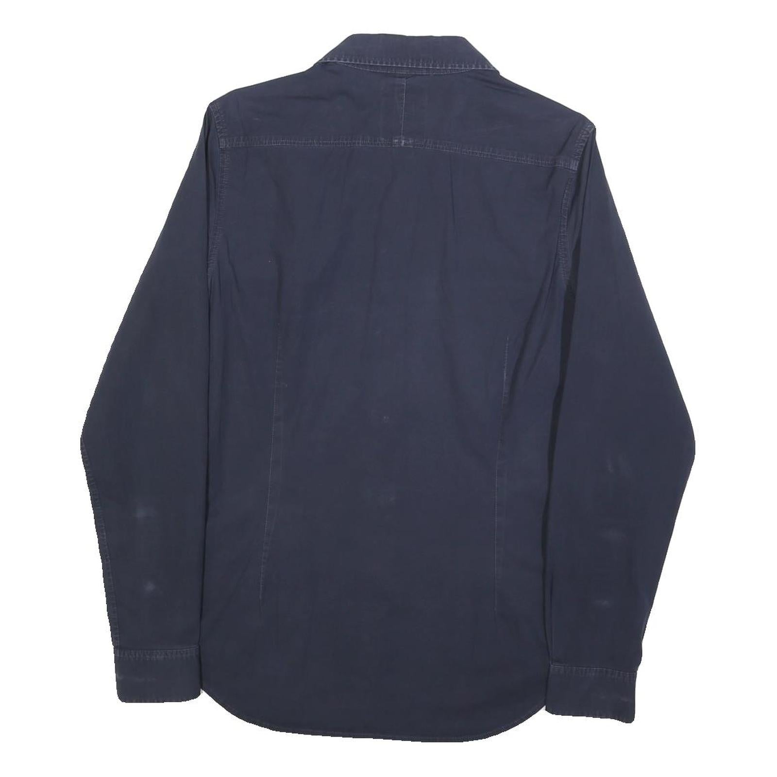 G-STAR Mens Blue Plain Shirt M Cotton Blend Button Long Sleeve Casual