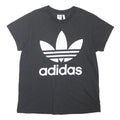 ADIDAS ORIGINALS Womens Black White Logo Graphic T-Shirt UK 16 Short Sleeve Crew