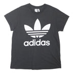 ADIDAS ORIGINALS Womens Black White Logo Graphic T-Shirt UK 16 Short Sleeve Crew