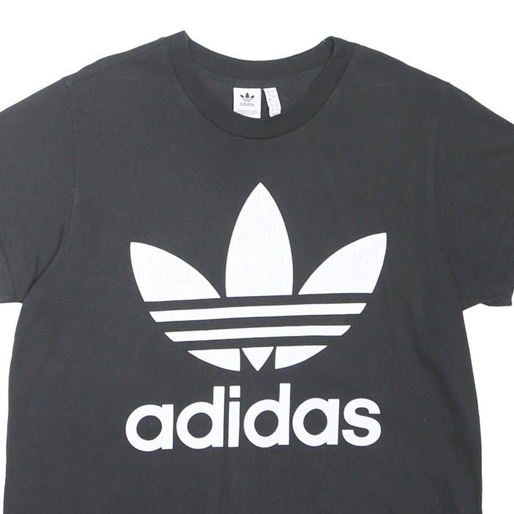 ADIDAS ORIGINALS Womens Black White Logo Graphic T-Shirt UK 16 Short Sleeve Crew