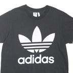 ADIDAS ORIGINALS Womens Black White Logo Graphic T-Shirt UK 16 Short Sleeve Crew