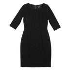 PHASE EIGHT Womens Black Bodycon Woven Dress 3/4 Sleeve Knee Length UK 10