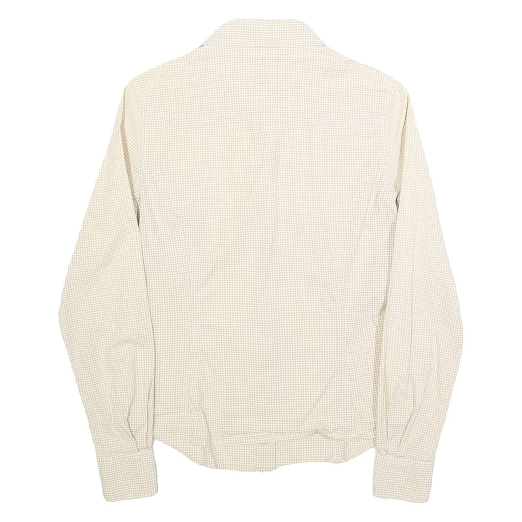 TOMMY HILFIGER Womens Beige Check Shirt UK 6 Classic Cotton Blend Long Sleeve