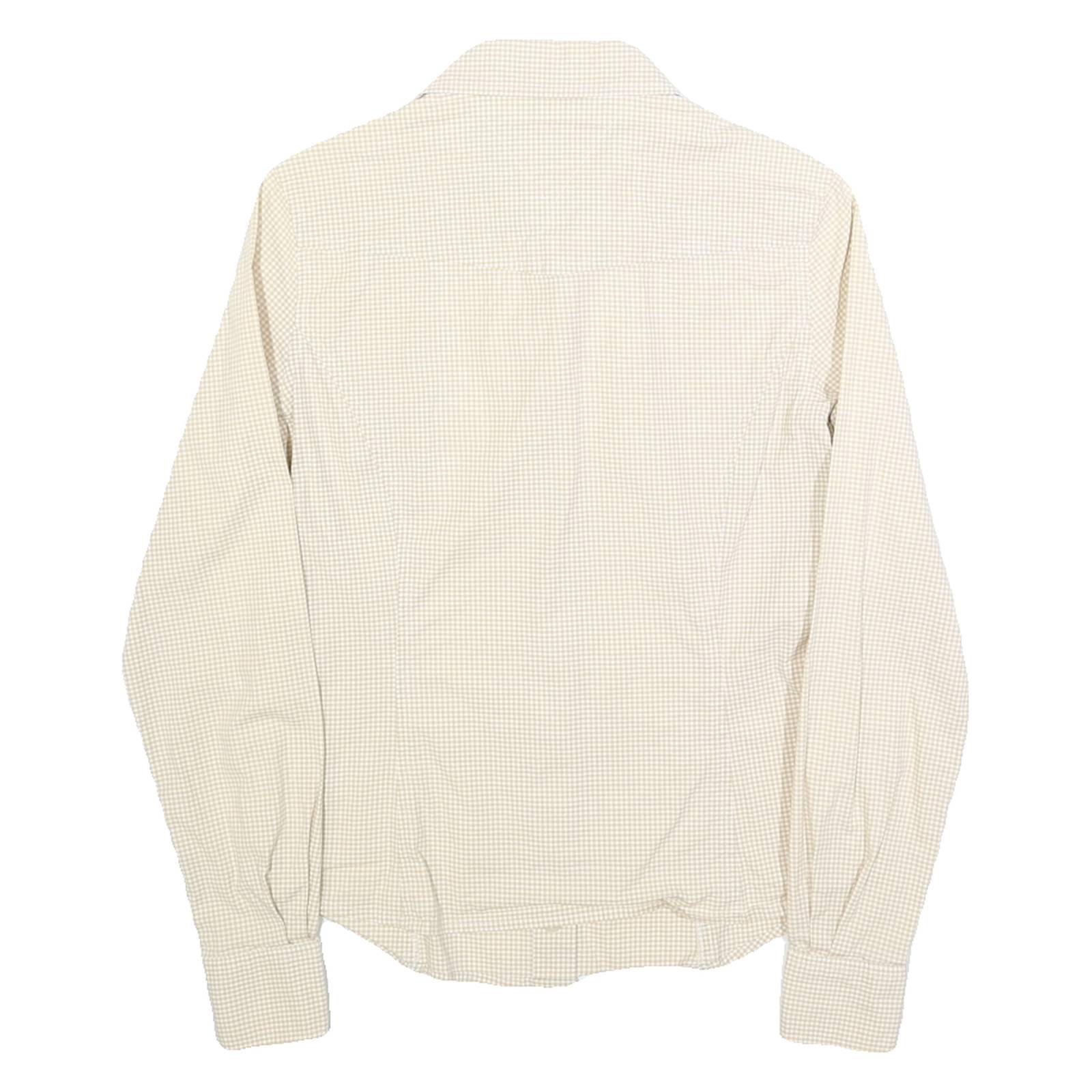 TOMMY HILFIGER Womens Beige Check Shirt UK 6 Classic Cotton Blend Long Sleeve