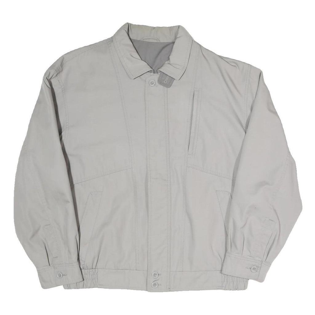 Mens Grey Polyester Blend Zip Jacket XL Plain Casual Lightweight Outerwear