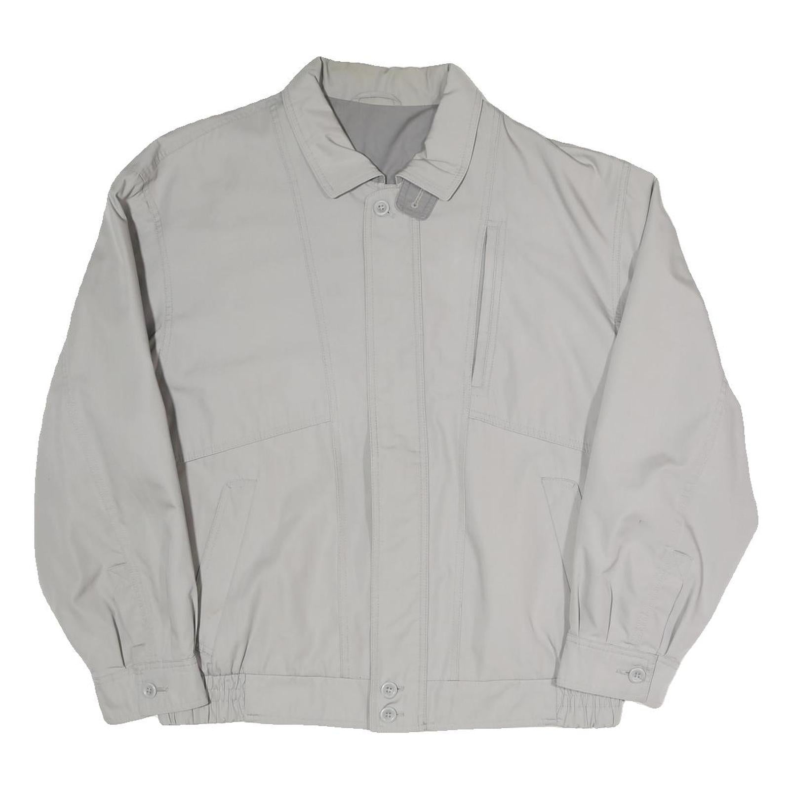 Mens Grey Polyester Blend Zip Jacket XL Plain Casual Lightweight Outerwear