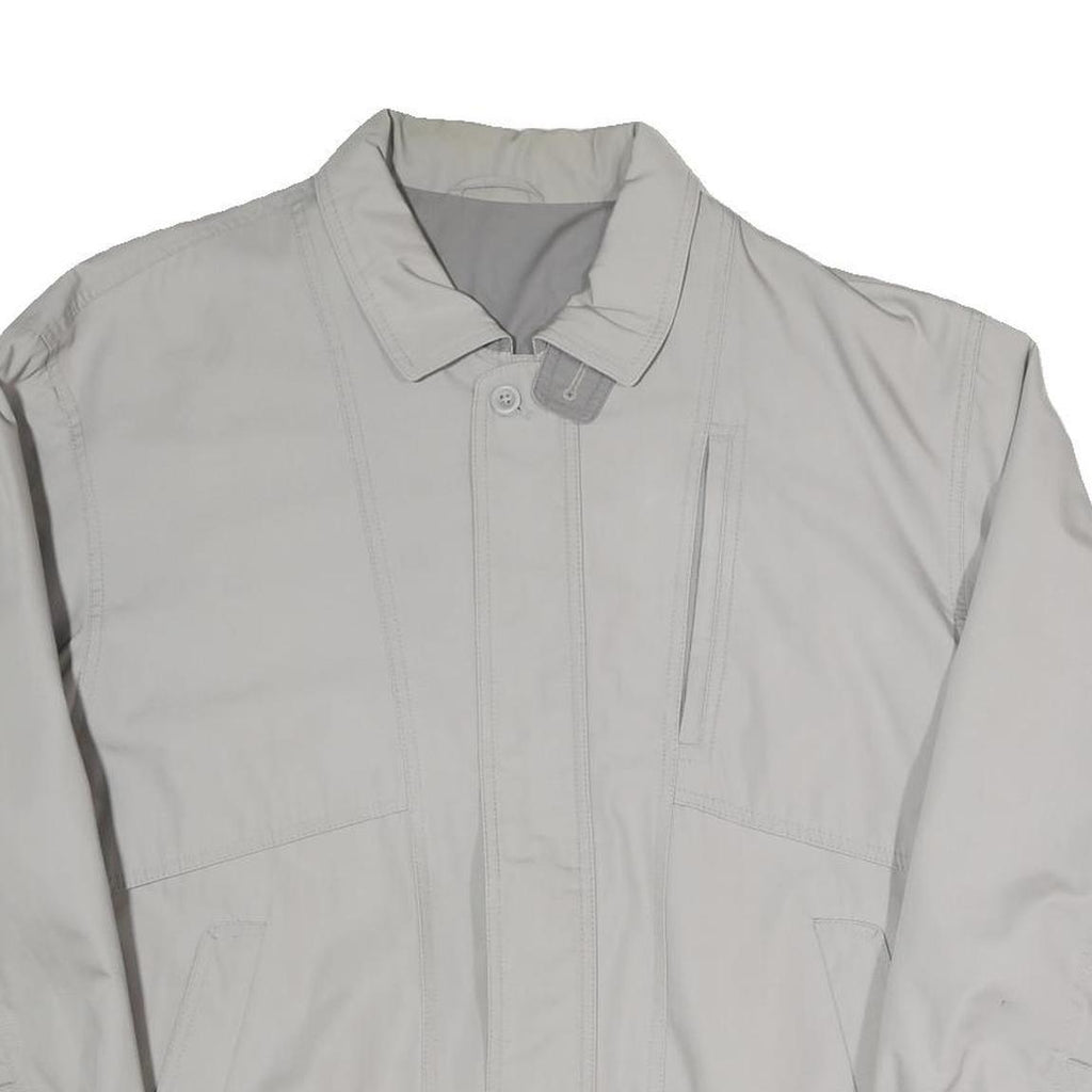 Mens Grey Polyester Blend Zip Jacket XL Plain Casual Lightweight Outerwear