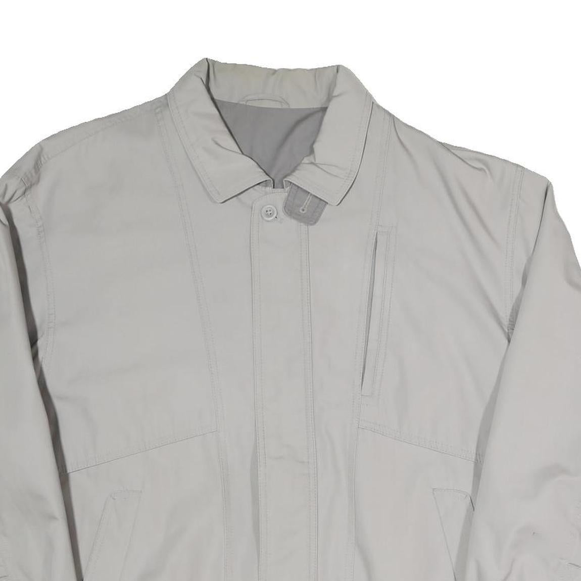 Mens Grey Polyester Blend Zip Jacket XL Plain Casual Lightweight Outerwear