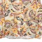 ANGELICA Womens Beige Printed Blouse Long Sleeve Button Neck M Floral Retro