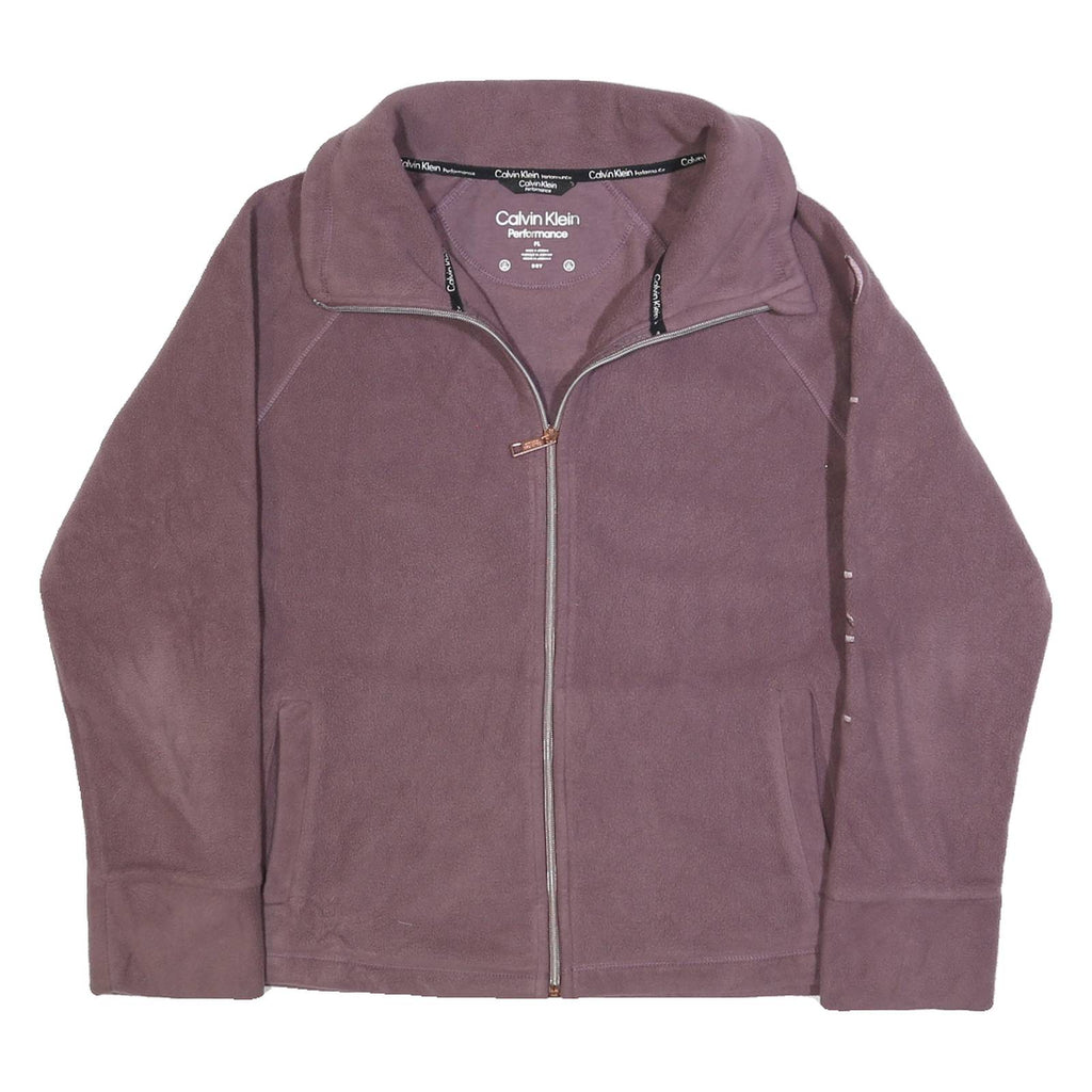 Calvin Klein Womens Purple Performance Zip Jacket L Polyester Plain Casual