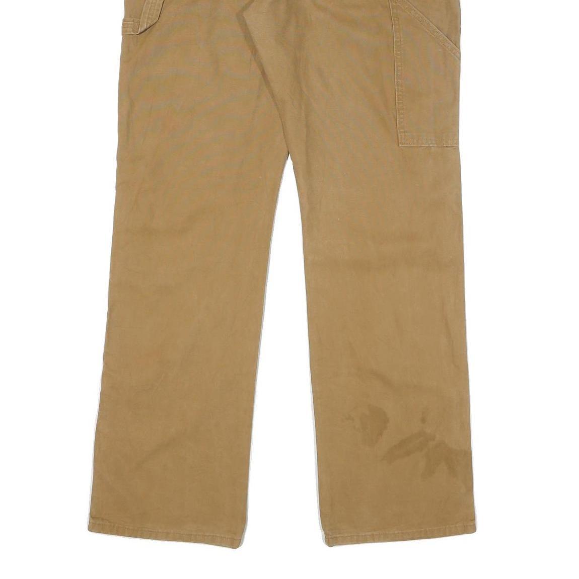 DICKIES Mens Cotton Blend Beige Regular Fit Straight Leg Trousers W34 L34