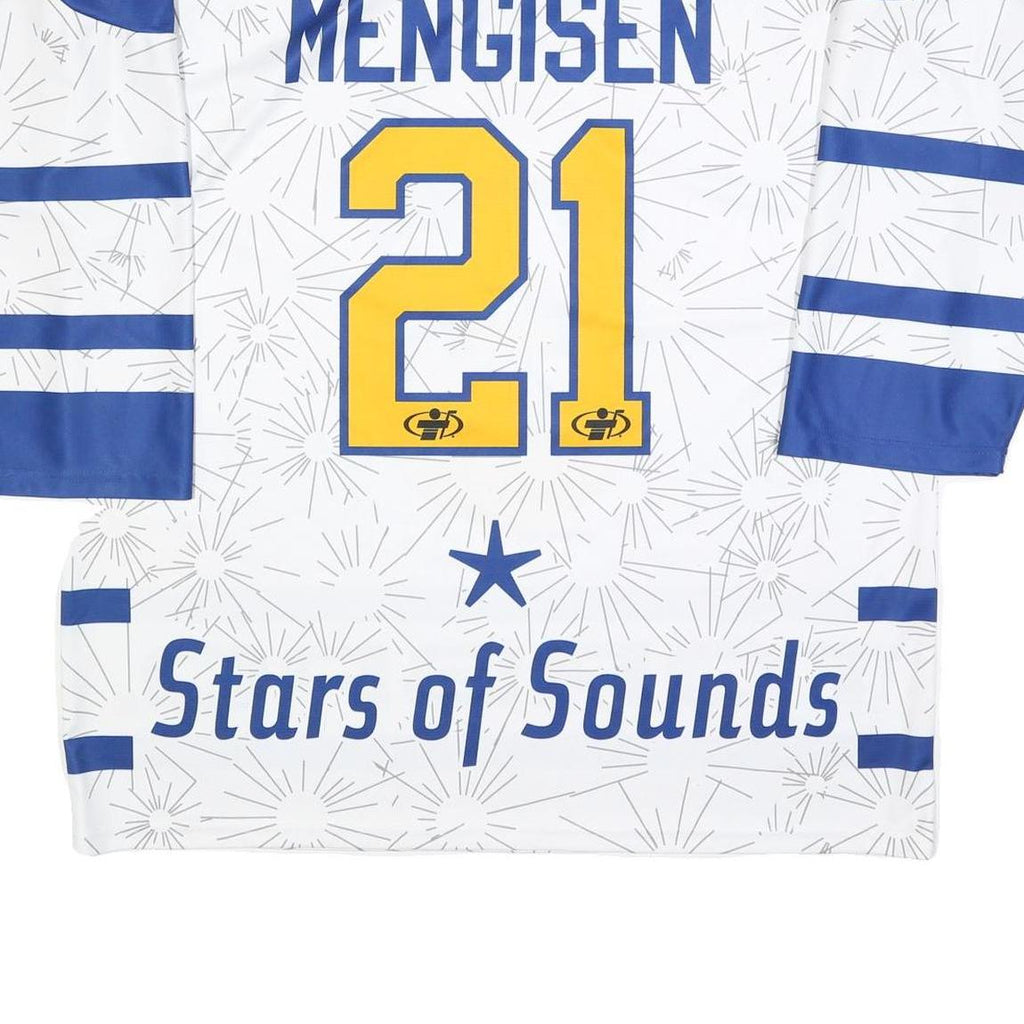 JERSEY 53 Mens White & Blue Graphic T-Shirt 2XL Long Sleeve 1/4 Zip Polyester