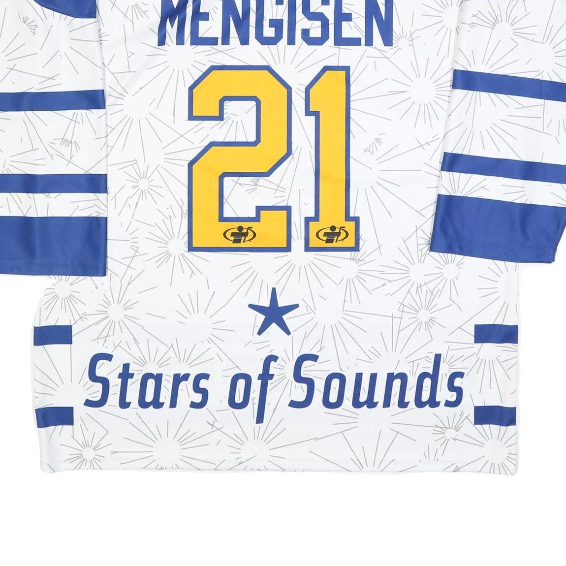 JERSEY 53 Mens White & Blue Graphic T-Shirt 2XL Long Sleeve 1/4 Zip Polyester