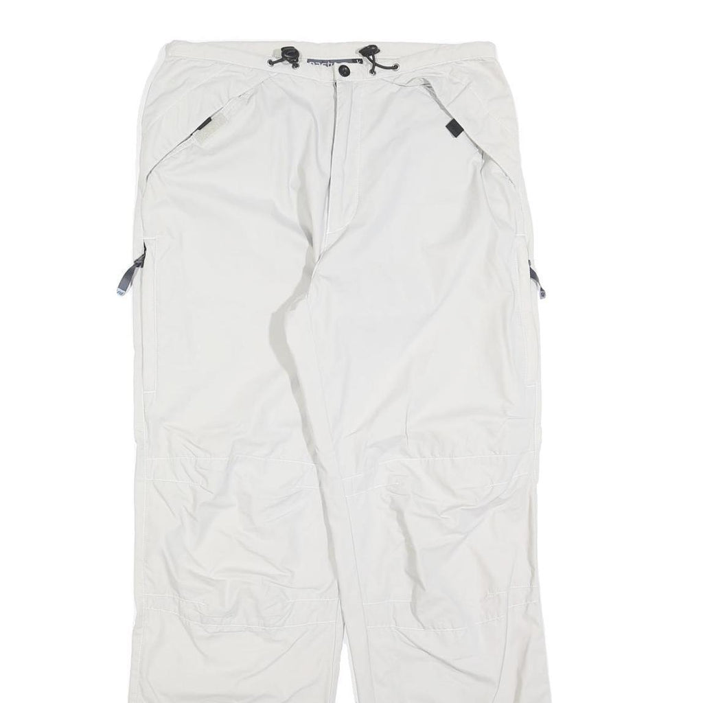 NASTY Womens White Polyester Blend Regular Trousers W32 L32 Zip Closure Casual