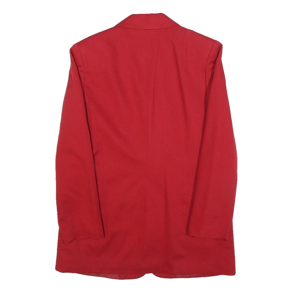 Womens Red Classic Jacket UK 10 Polyester Blend Button Plain Elegant Buttoned