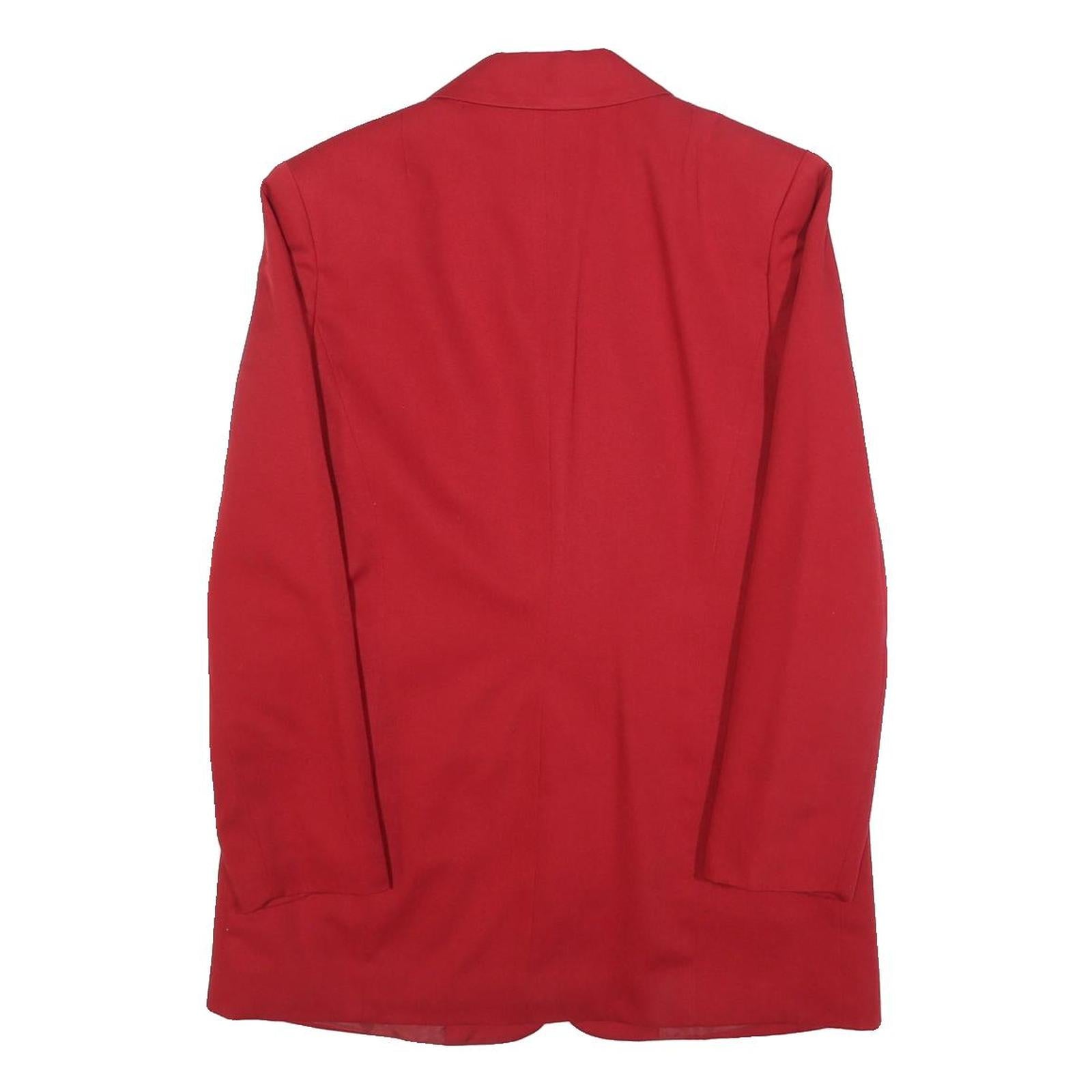 Womens Red Classic Jacket UK 10 Polyester Blend Button Plain Elegant Buttoned