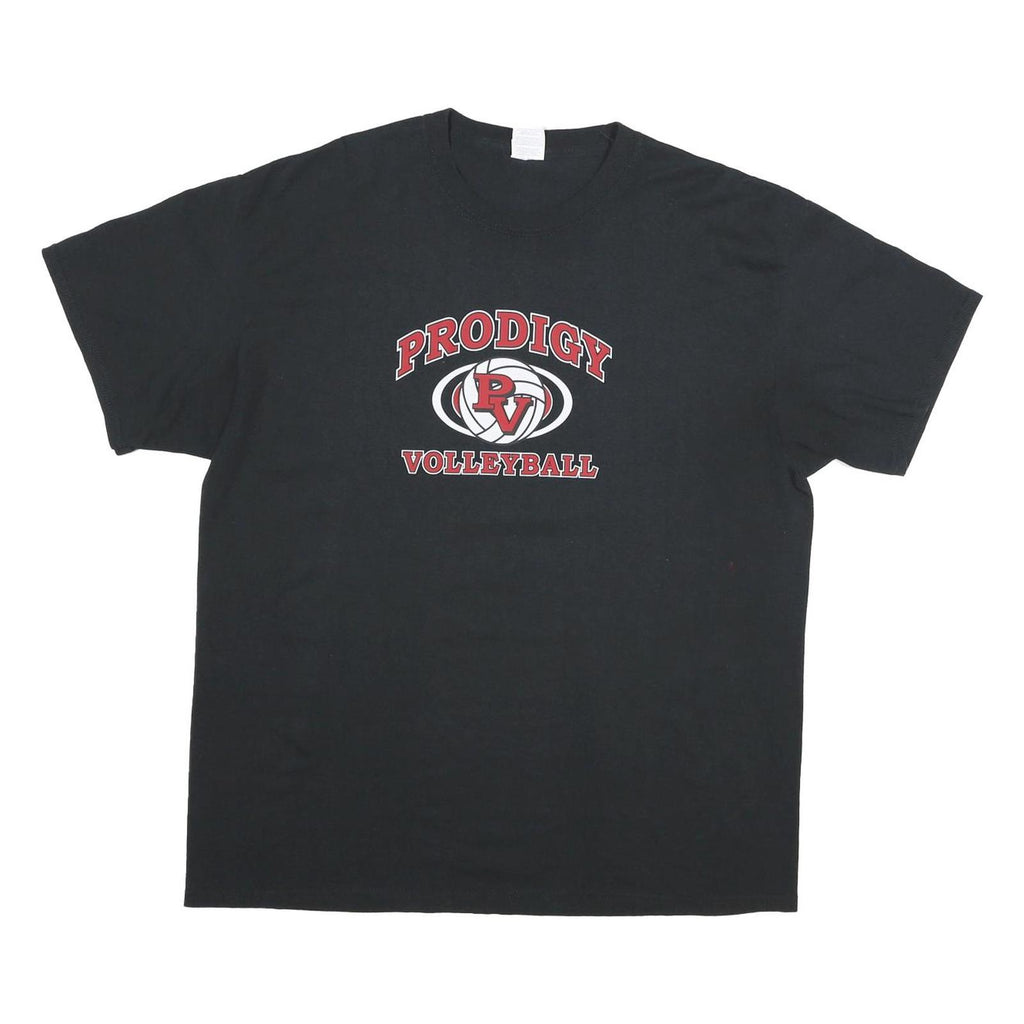 PORT AND COMPANY Mens Black Prodigy Volleyball Graphic T-Shirt XL Crew Neck