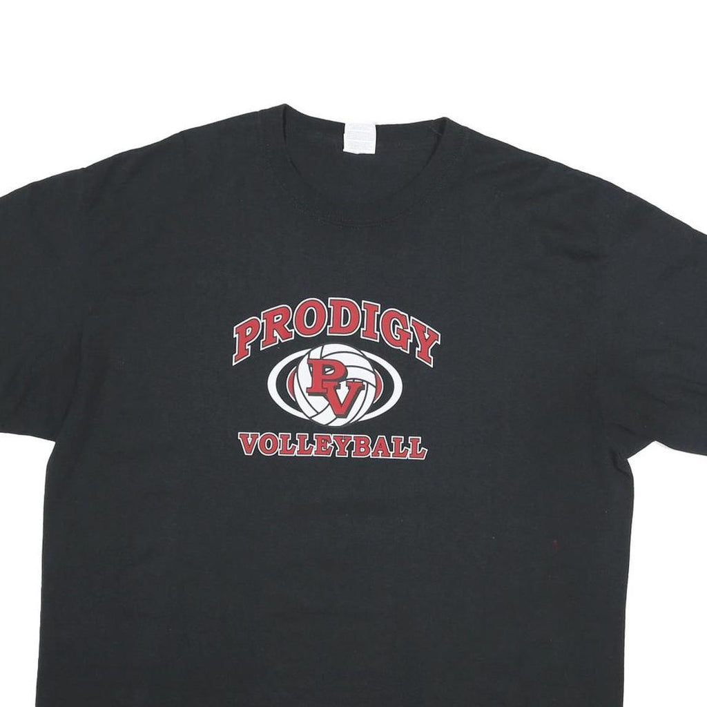 PORT AND COMPANY Mens Black Prodigy Volleyball Graphic T-Shirt XL Crew Neck