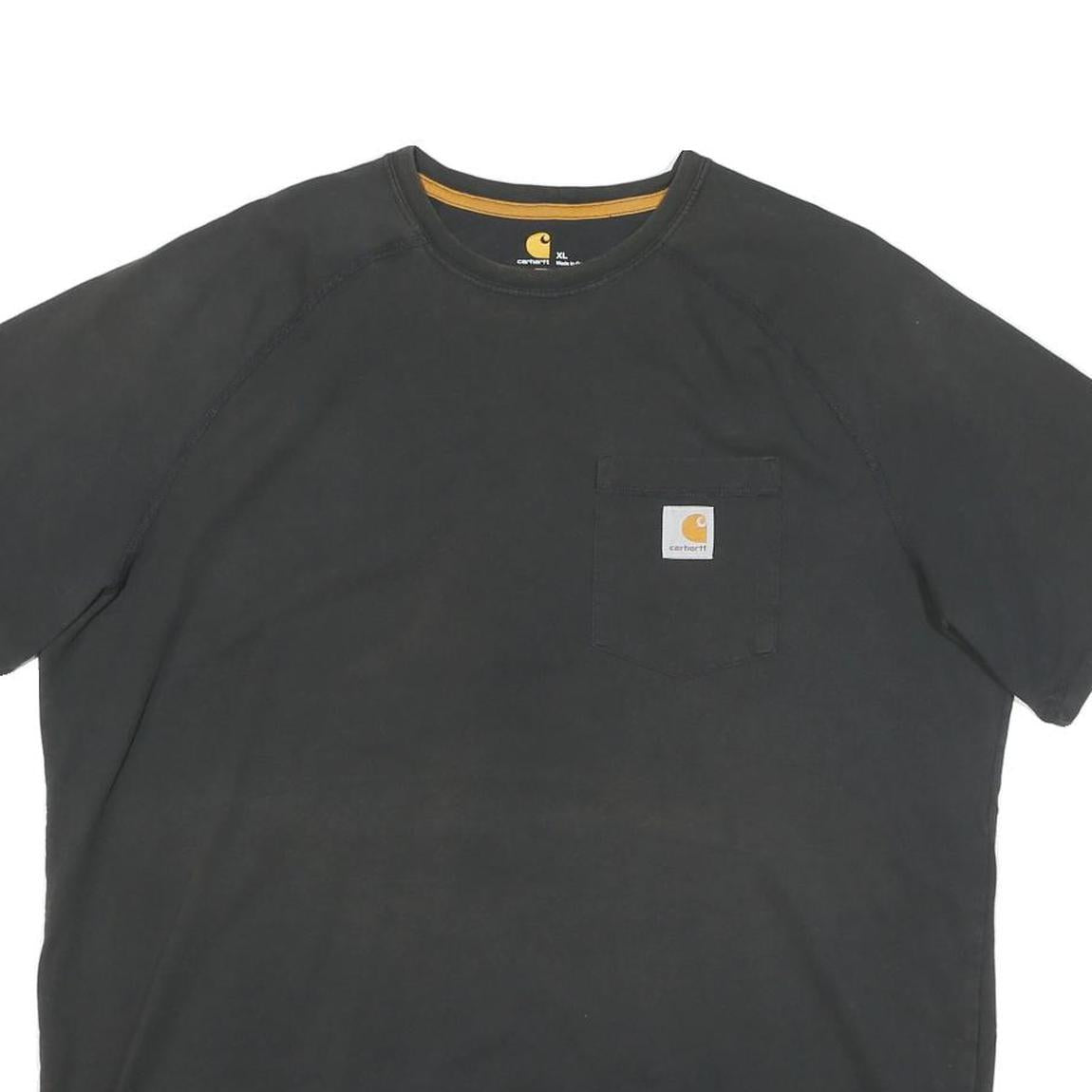 CARHARTT Mens Black & Yellow Pocket T-Shirt XL Short Sleeve Crew Neck Workwear
