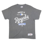 MAJESTIC Mens Grey Royals Baseball Graphic T-Shirt L Short Sleeve Crew Neck